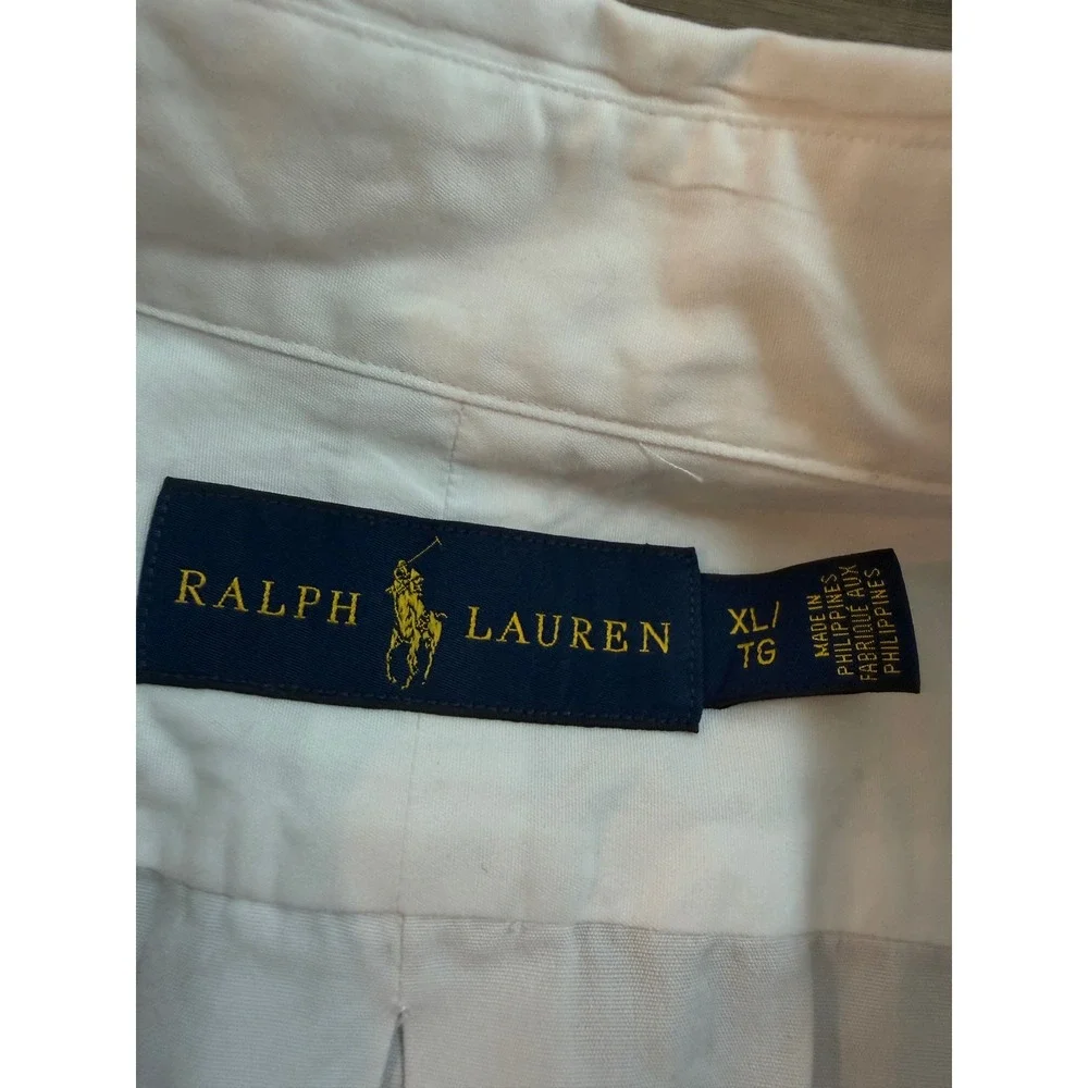 Polo Ralph Lauren Mens XL White Short Sleeve Button Down Shirt Cotton Poplin